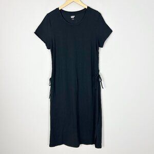 Lands’ End T-Shirt Midi Dress Crewneck Ruched Sides Size Large 14-16 Women's